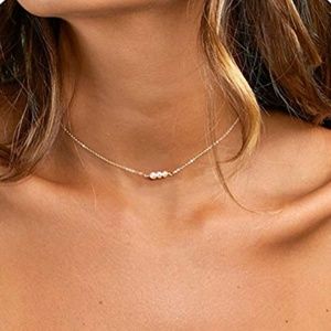 NEW Gold Boho Pearl Choker Dainty Necklace